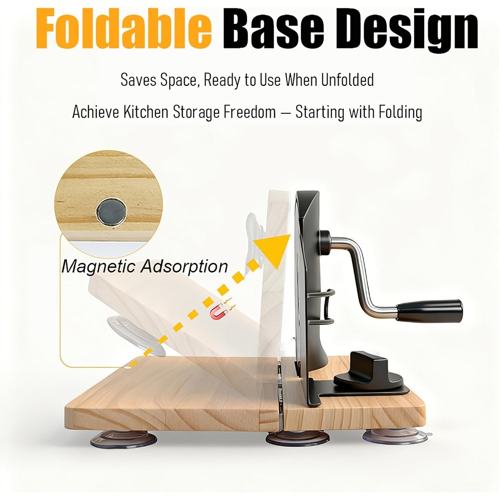 Bread Slicer Manual Adjustable Thickness Uniform Slices Hand Crank Serrated Blade Suction for Entryways, Bedrooms and Living Spaces