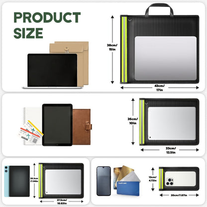 Faraday Bag Signal Blocking Pouch with Reflective Strips, EMP Protection Anti-Tracking Anti-Theft Sleeve for Laptop