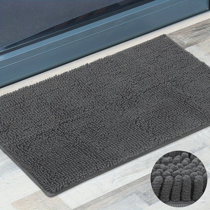 Chenille Doormat Absorbent Non-Slip Washable Indoor Outdoor Mat – Soft Shaggy Entryway Rug for Muddy Paws