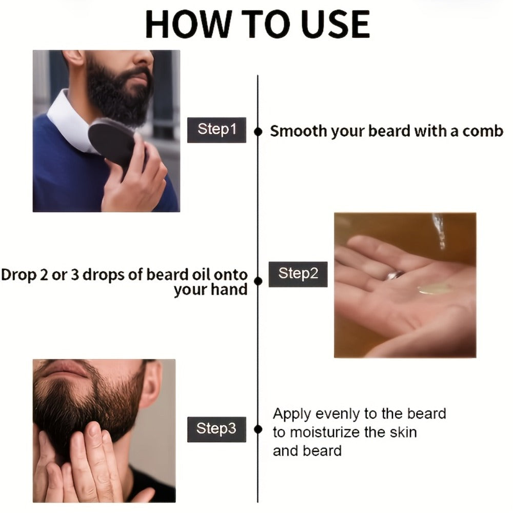 Beard Oil for Men, Sandalwood Scent with Plant Essence, Deep & Nourishing Beard Care Oil for Smooth Glossy Beard
