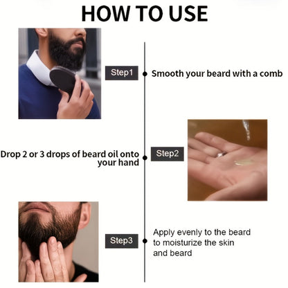 Beard Oil for Men, Sandalwood Scent with Plant Essence, Deep & Nourishing Beard Care Oil for Smooth Glossy Beard