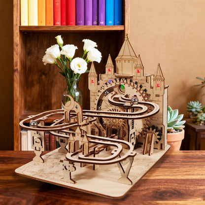 Electric Marble Run Set 3D Handmade Logic Building Construction Puzzle, Educational STEM Toy for Kids Teens Adults