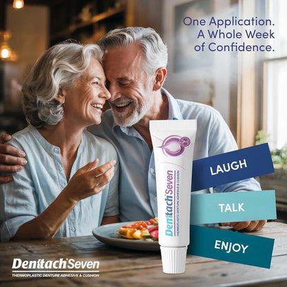 Denttach 7-Day Hold Denture Adhesive Thermoplastic Cushion Reliner Zinc-Free No-Glue Secure Grip for Upper Lower Dentures All-Day Comfort 2