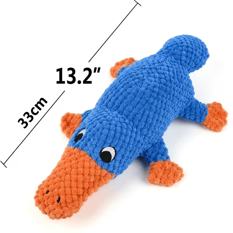 Squeaky Plush Dog Toys for Small Medium Large Dogs – Crinkle Stuffed Animal Chew Toy for Puppies, Shark & Platypus Design