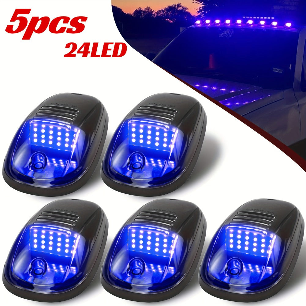 5pcs LED Cab Roof Marker Lights 16/24 LED 12V Super Bright UV-Resistant ABS Lens with Wiring Harness Kit for 2003-2018 Pickup Trucks 1500