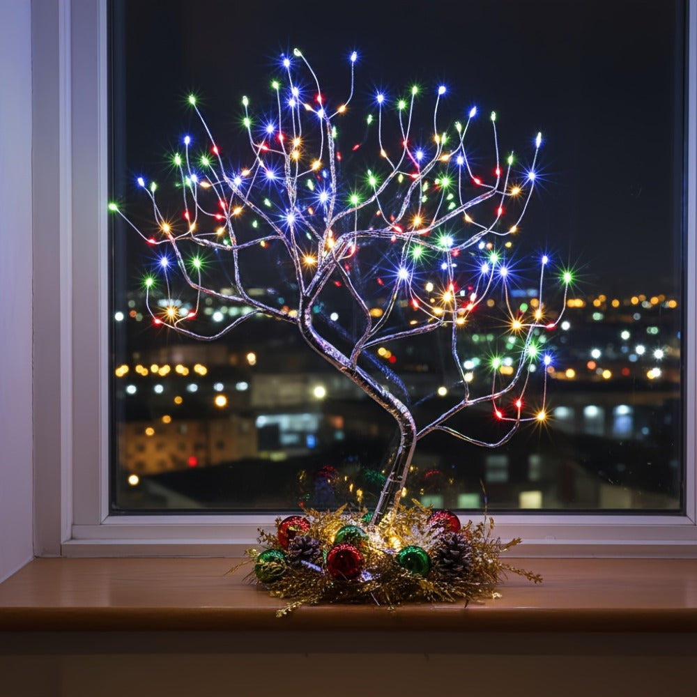LED Bonsai Tree Light Tabletop Fairy Tree Lamp 108 LEDs 8 Lighting Modes Timer 20 Inch White for Entryways, Bedrooms and Living Spaces