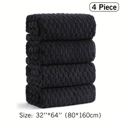 Bath Towels Set Single or 4-Piece 800GSM Oversized Microfiber Towels 32 x 64 Inch for Home and Guest Use