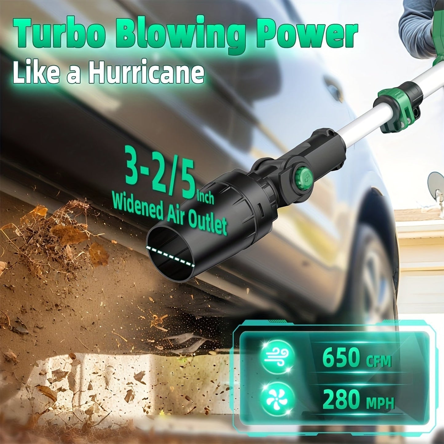 KIMO 20V Cordless Leaf Blower with Telescoping Tube, Three-Speed Label, Charger and One- or Two-Battery 4000mAh Sets