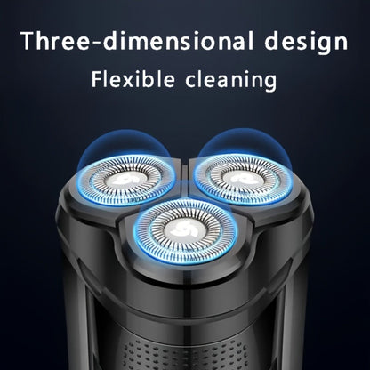 Electric Shaver Cordless Rotary Grooming Kit with USB Charging Cable in Blue or Black for Daily Use