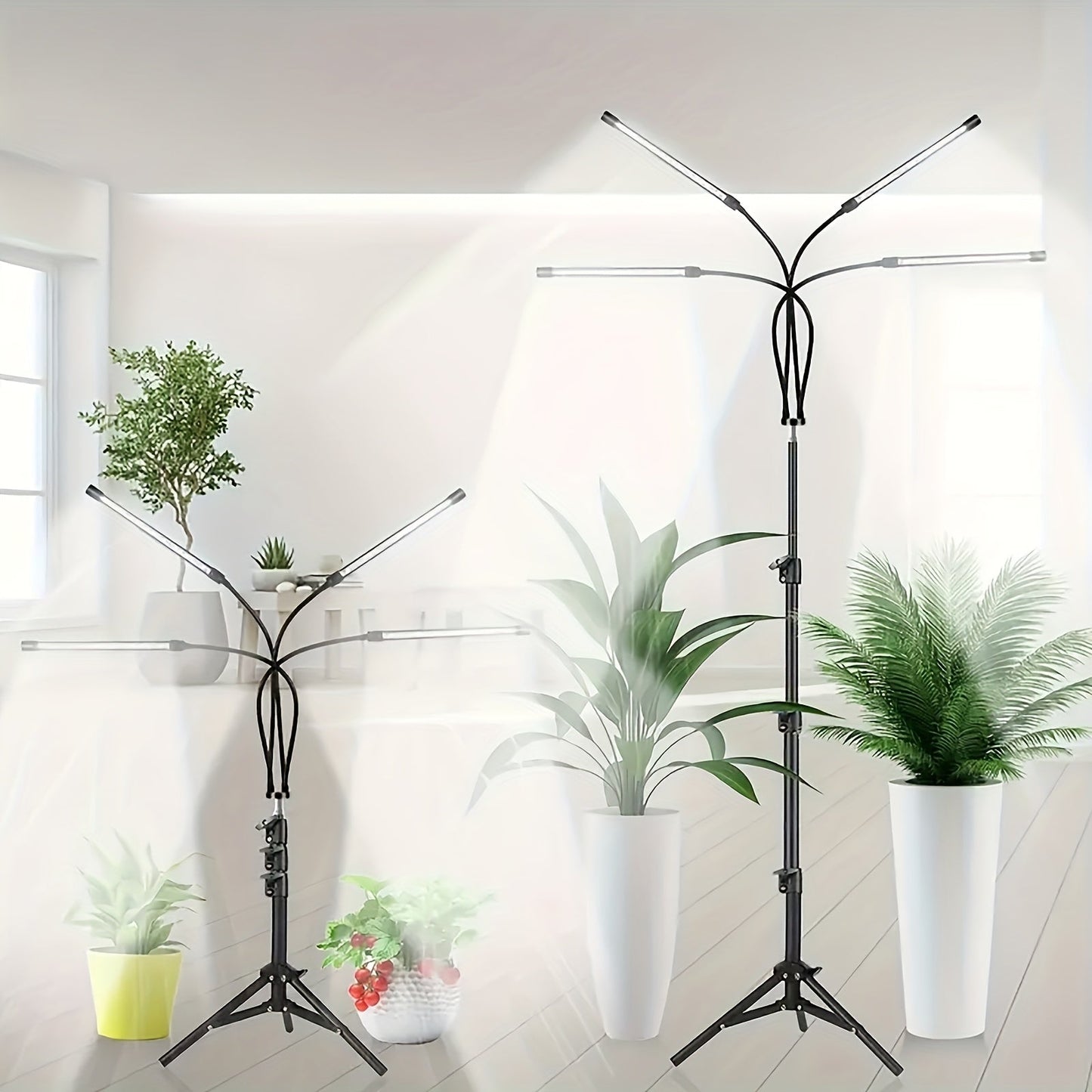 USB Tripod LED Plant Lamp with 4, 5 or 6 Flexible Heads and Adjustable 29-61in Floor Stand