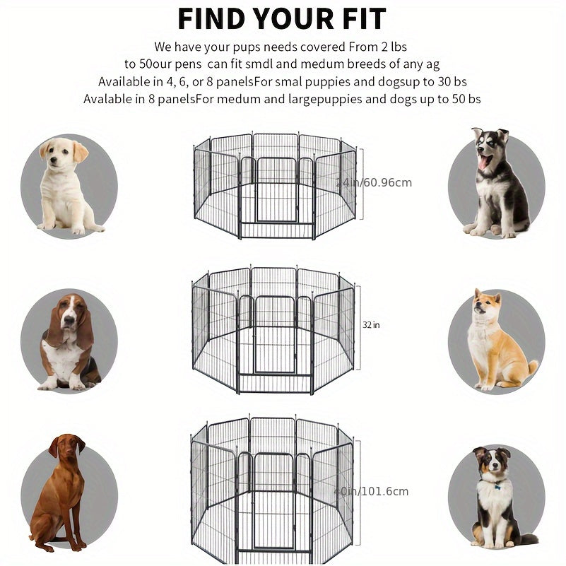Outdoor Dog Enclosure Fence Panels – 32" Heavy Duty Hammer Design Dog Playpen, Expandable Garden Barrier for Small to Medium Dogs