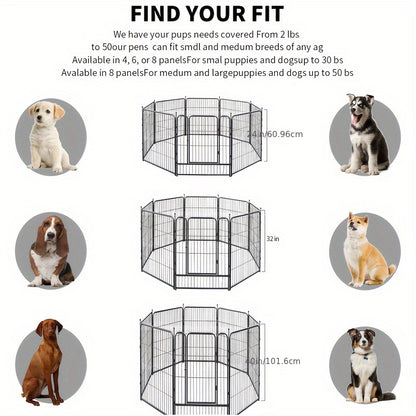 Outdoor Dog Enclosure Fence Panels – 32" Heavy Duty Hammer Design Dog Playpen, Expandable Garden Barrier for Small to Medium Dogs