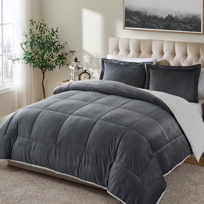 Sherpa Fleece Comforter Set Extra Thick Plush Microfiber Reversible Soft Warm Luxury Bed Blanket Twin XL Full Queen King 10 Colors