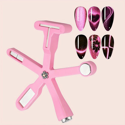 Cat Eye Nail Magnet Set 3Pcs 6-in-1 Magnetic Nail Art Tool – Pentagram Heart Round Cigar Magnets for Cat Eye Gel Polish Linear Star Heart