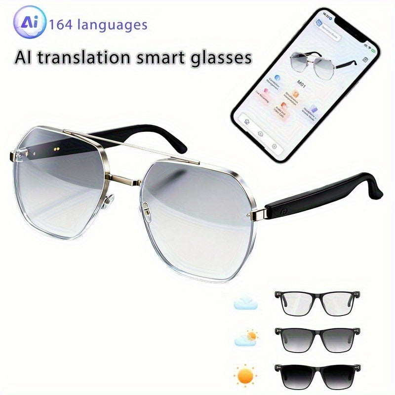 Smart Glasses Camera and Camera-Free Eyewear with Photochromic, Transparent and Black Lens Options