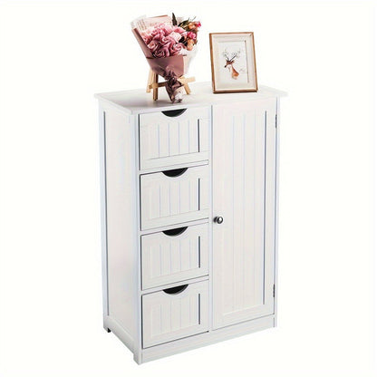 Bathroom Storage Cabinet with Drawers – Waterproof Freestanding Floor Cabinet with 4 Drawer Organizer for Bathroom, Bedroom, Living Room