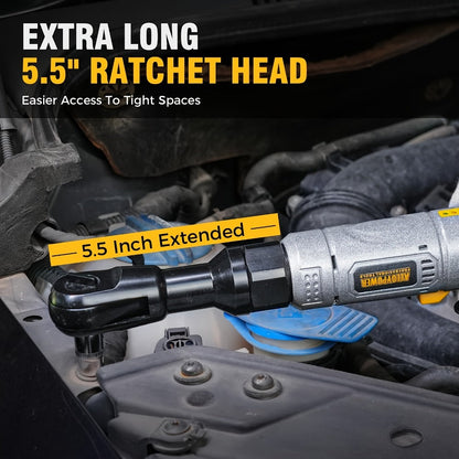Cordless Electric Ratchet Wrench Set 3/8 Inch 12V 60 Ft-Lbs Power Ratchet Tool Kit with 2 Batteries