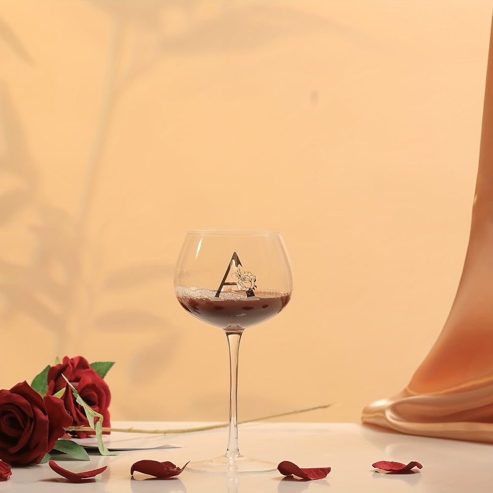 Personalized Wine Glass Gift for Women – A-Z Initial Letter Monogrammed Wine Glass with Gift Box & Greeting Card – Unique Birthday