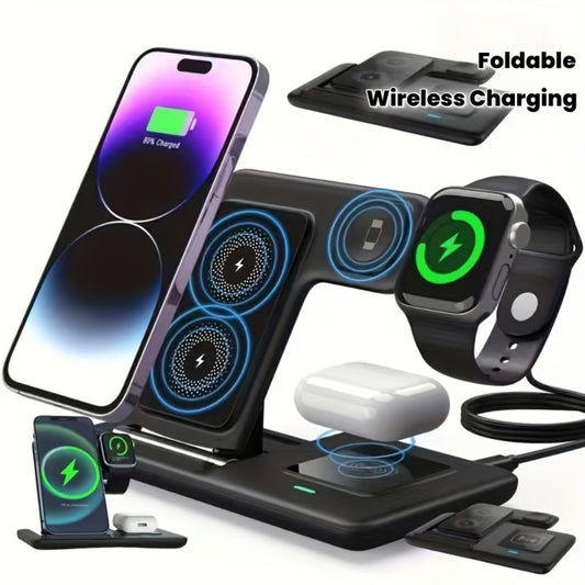 3-in-1 MagSafe Wireless Charging Station 15W Fast Charger – Foldable HS BS Style Stand for iPhone 16 15 14 13 12 Pro Max