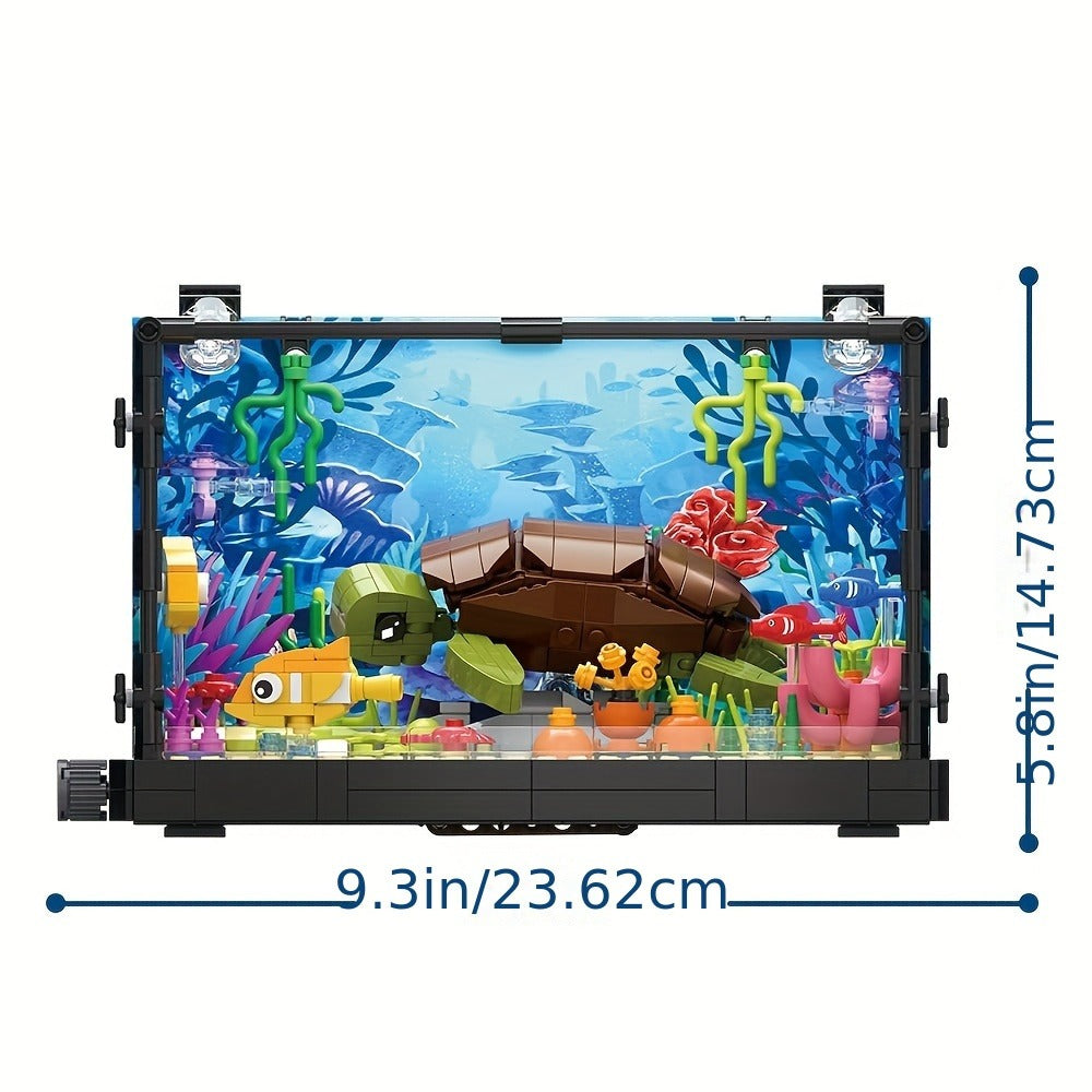 Building Block Set Marine Turtle Aquarium Model MY072 with Framed Underwater Scene and Hanging Sea Details
