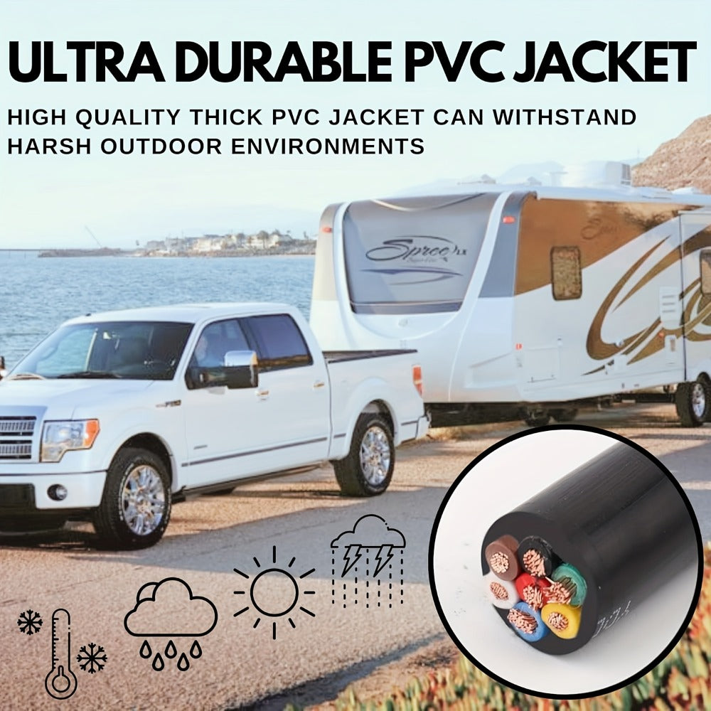 7-Way Trailer Wire 14 Gauge CCA 7 Conductor Color-Coded Heavy Duty Wiring Harness for Trailer RV Camper – 50FT or 100FT