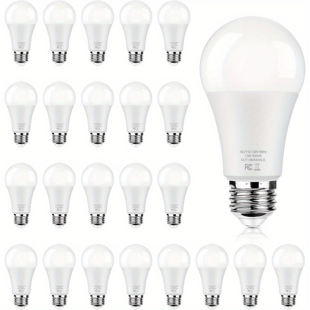 A19 LED Light Bulbs with E26 Base, 13W 1500-Lumen Rating, 3000K or 5000K Light in 12- or 24-Count Packs