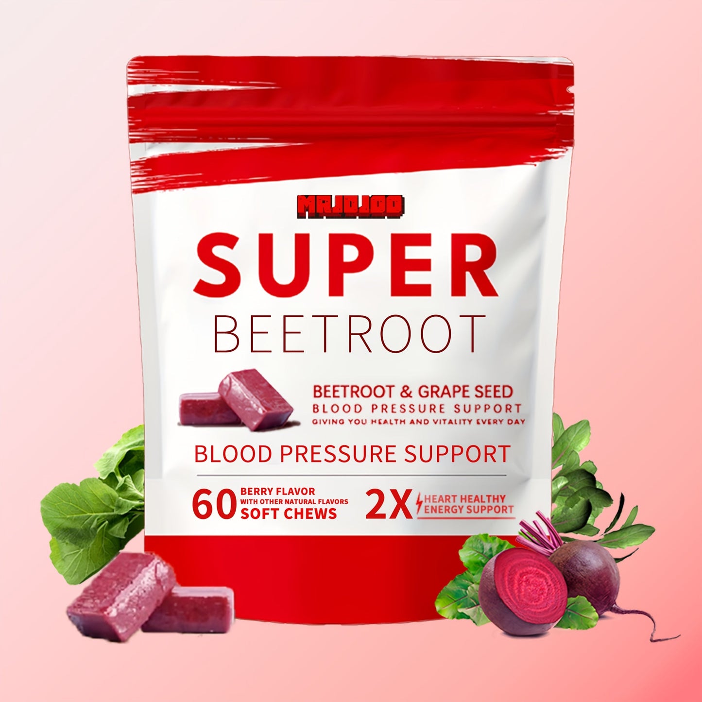 Beetroot Gummies Chewable Supplement with Beetroot Powder Vitamins Minerals & Antioxidants for Bath Time, Home Spa and Personal Care