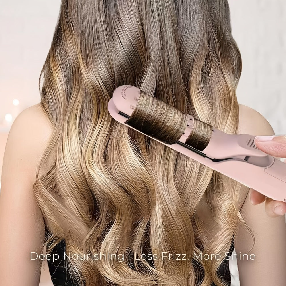 Two-in-One Airflow Hair Styler with Curved Plates, Five Temperature Settings and Pink or Black Finish