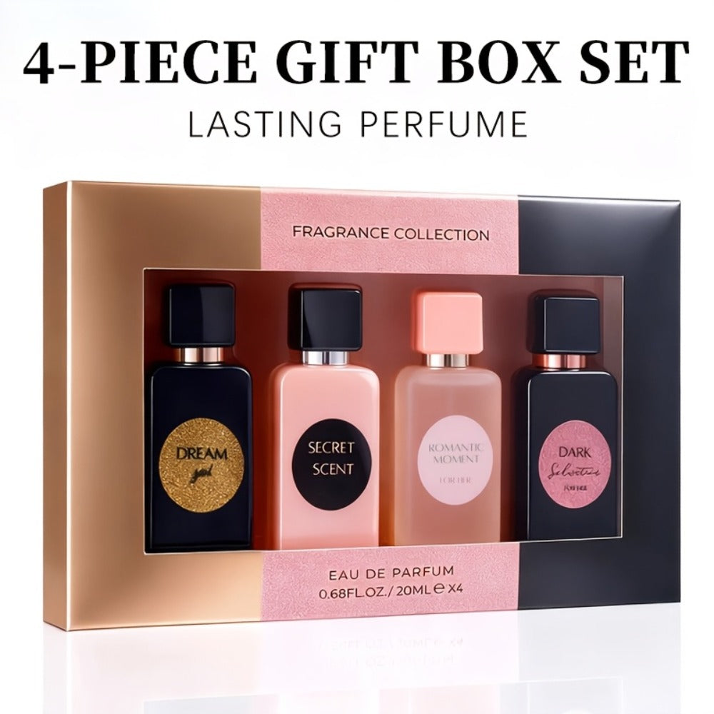 Perfume Gift Set Aroma Allure Four 20ml Eau de Parfum Sprays in Black Rose Windowed Box for Women