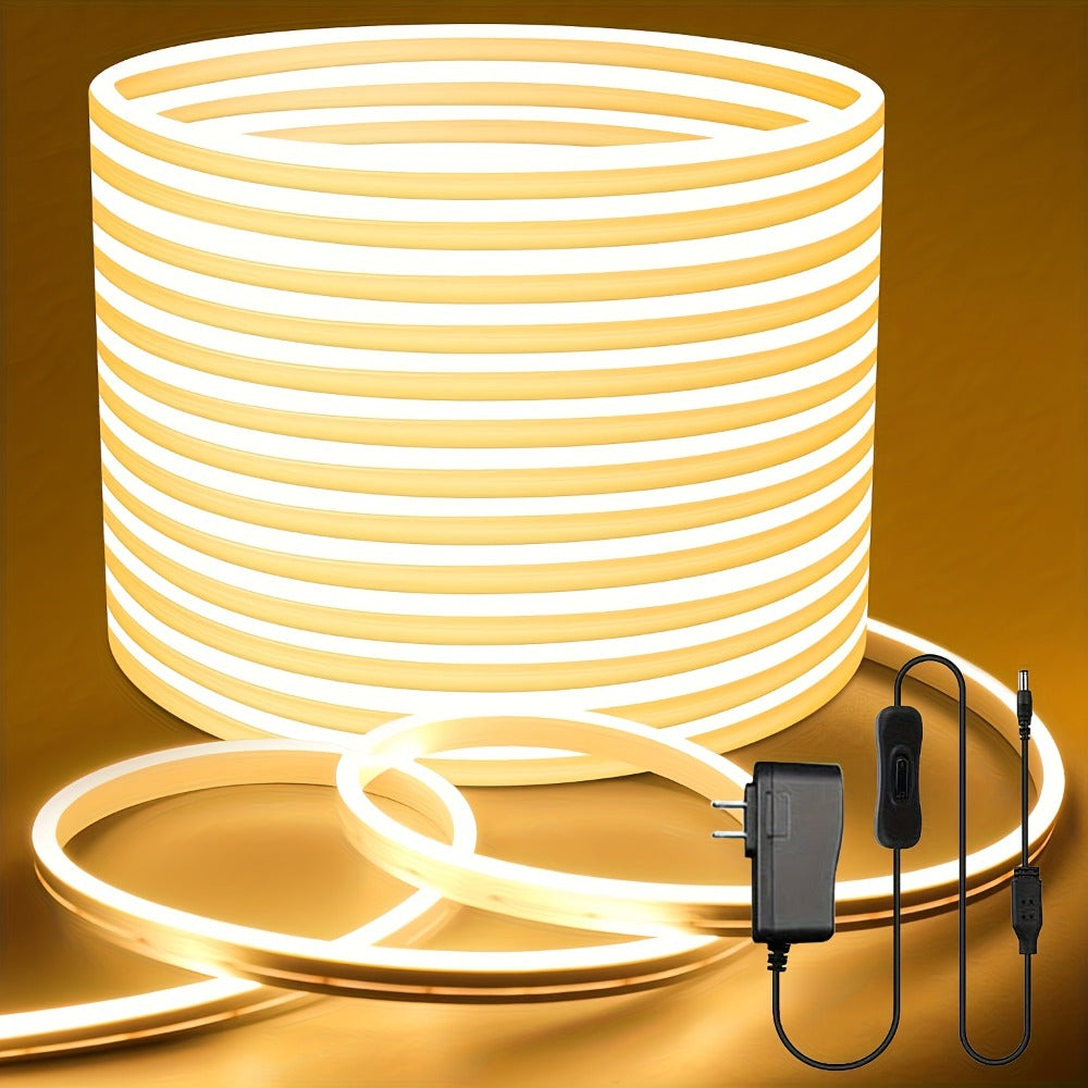 Neon LED Strip Lights 10m 32.8ft with Power Adapter, 24V Flexible Neon Light Strip in White, White
