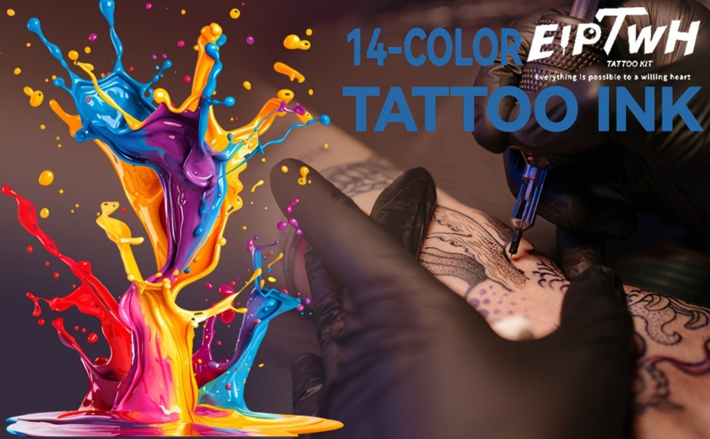 Tattoo Ink EIPTWH 14-Color Set with 15ml Bottles and One Complete Kit Configuration with Item-Specific Color, Capacity and Bottle Choices