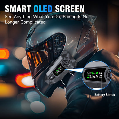 Motorcycle Helmet Bluetooth Intercom Headset 500M Range Bluetooth 5.3 LED Display Noise Cancelling Voice Control FM Radio Music Sharing
