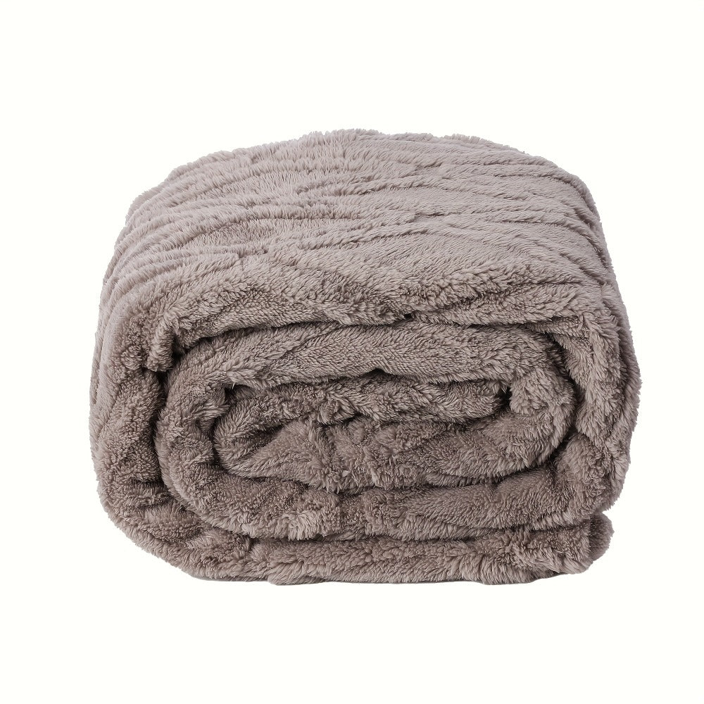 Textured Flannel Blanket in Rhinestone, Wheat-Ear, Checker and Solid Styles with Throw or Queen Options