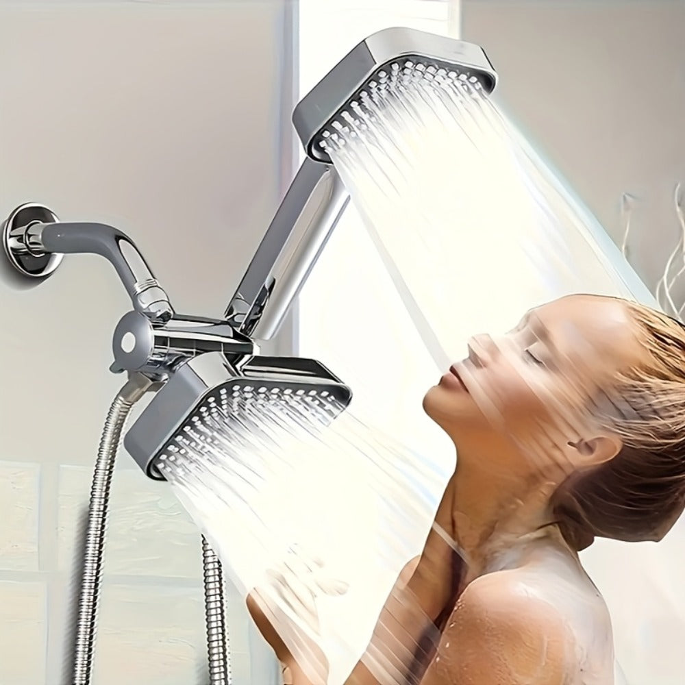 2-in-1 High Pressure Handheld Shower Head Set with Rain Showerhead, Long Hose T-Valve ABS Wall Mount Bathroom Upgrade