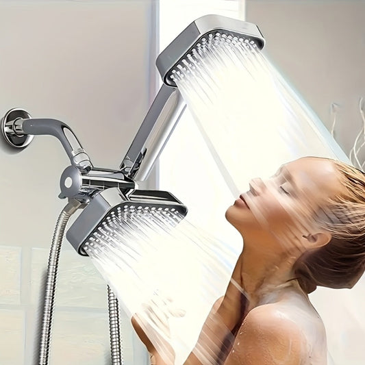 2-in-1 High Pressure Handheld Shower Head Set with Rain Showerhead, Long Hose T-Valve ABS Wall Mount Bathroom Upgrade