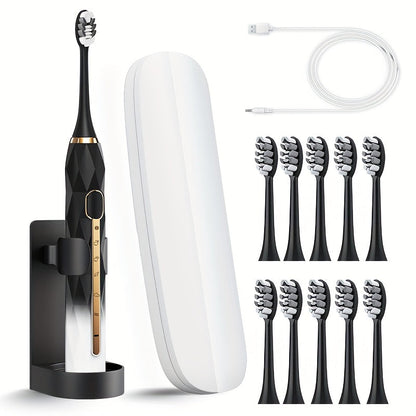 Electric Toothbrush Set with IPX8 Rating, 10 Brush Heads, Travel Case, Holder and Five Color Bundles