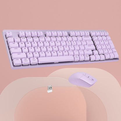 Wireless Keyboard and Mouse Combo 98 Keys Full Size, 2.4GHz, Mechanical Feel, Quiet Keys, Design for PC