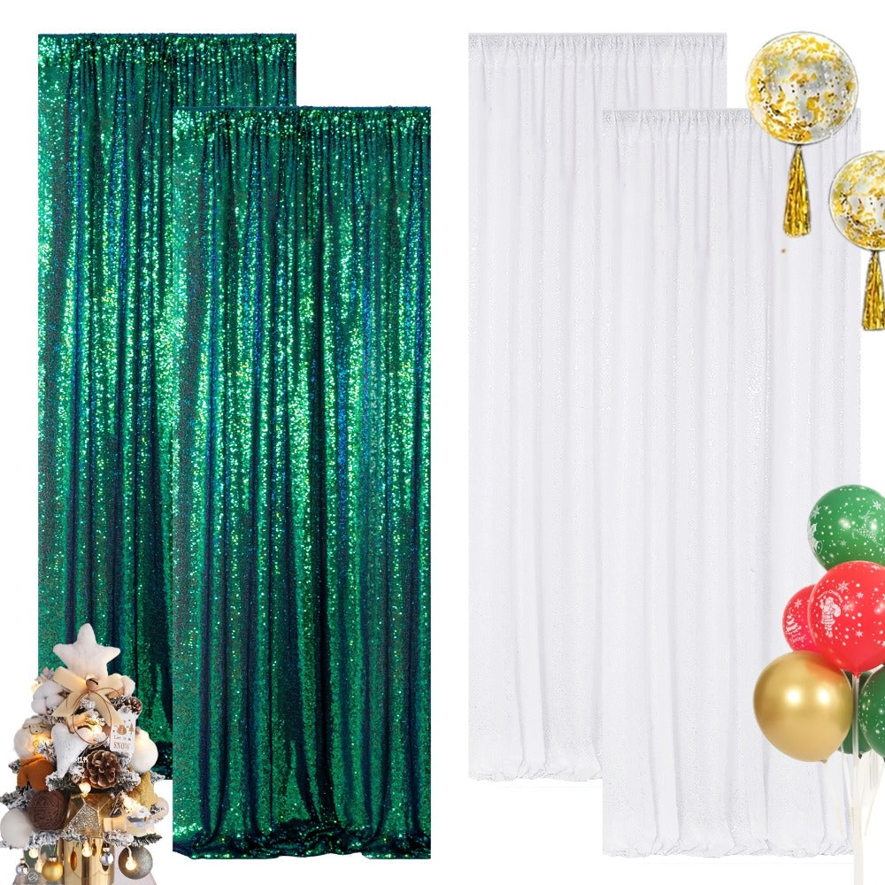 Sequin Backdrop Curtain for Party Wedding – 4x8ft Shimmering Glitter Curtain for Birthday Photo Booth Stage Decoration, Easy Hang