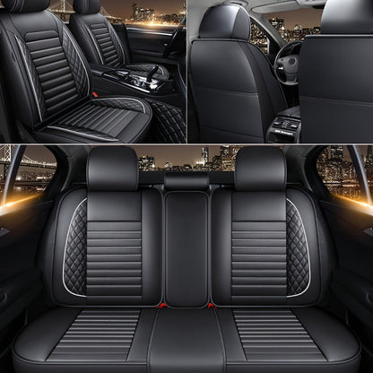 Car Seat Covers 5-Seat PU Leather Set with Front Storage Pocket, Armrest Piece and Eight Colors