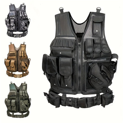 Tactical Fishing Vest with Quick Release – Lightweight Breathable Multi-Pocket Outdoor Vest for Men Camping Hiking Hunting Training