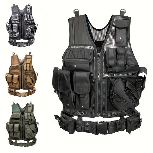 Tactical Fishing Vest with Quick Release – Lightweight Breathable Multi-Pocket Outdoor Vest for Men Camping Hiking Hunting Training