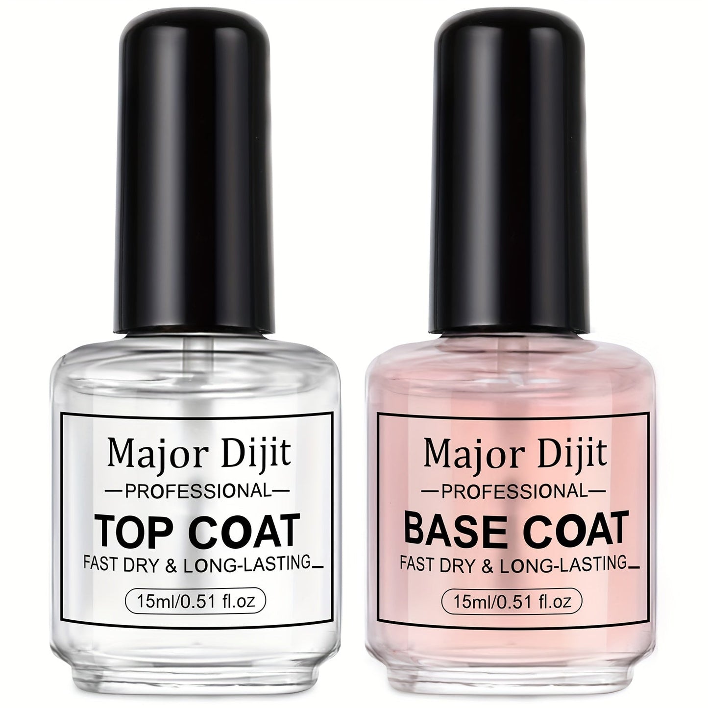Nail Base Coat and Top Coat Kit – High Gloss Long-Lasting Air Dry Non-Gel Nail Care Set with Nutrient Oil & Drying Agent