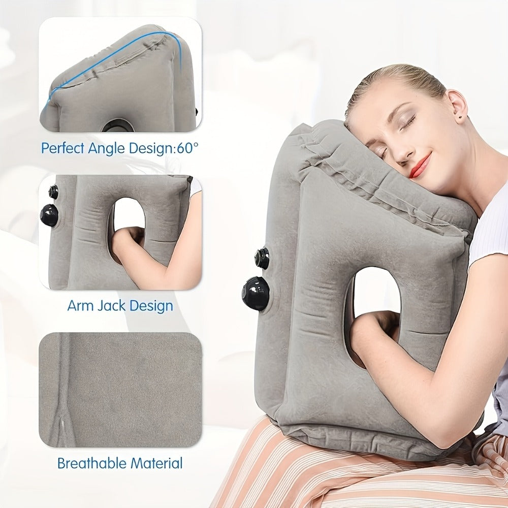 Inflatable Travel Neck Pillow Portable Air Cushion Microfiber Cover Neck Support for Airplane for Entryways, Bedrooms and Living Spaces