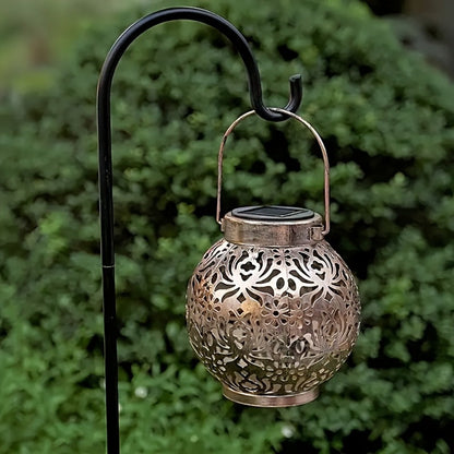 Solar Metal Peony Lantern Outdoor Hanging Light, Floral Decorative Lantern for Garden Patio Tree