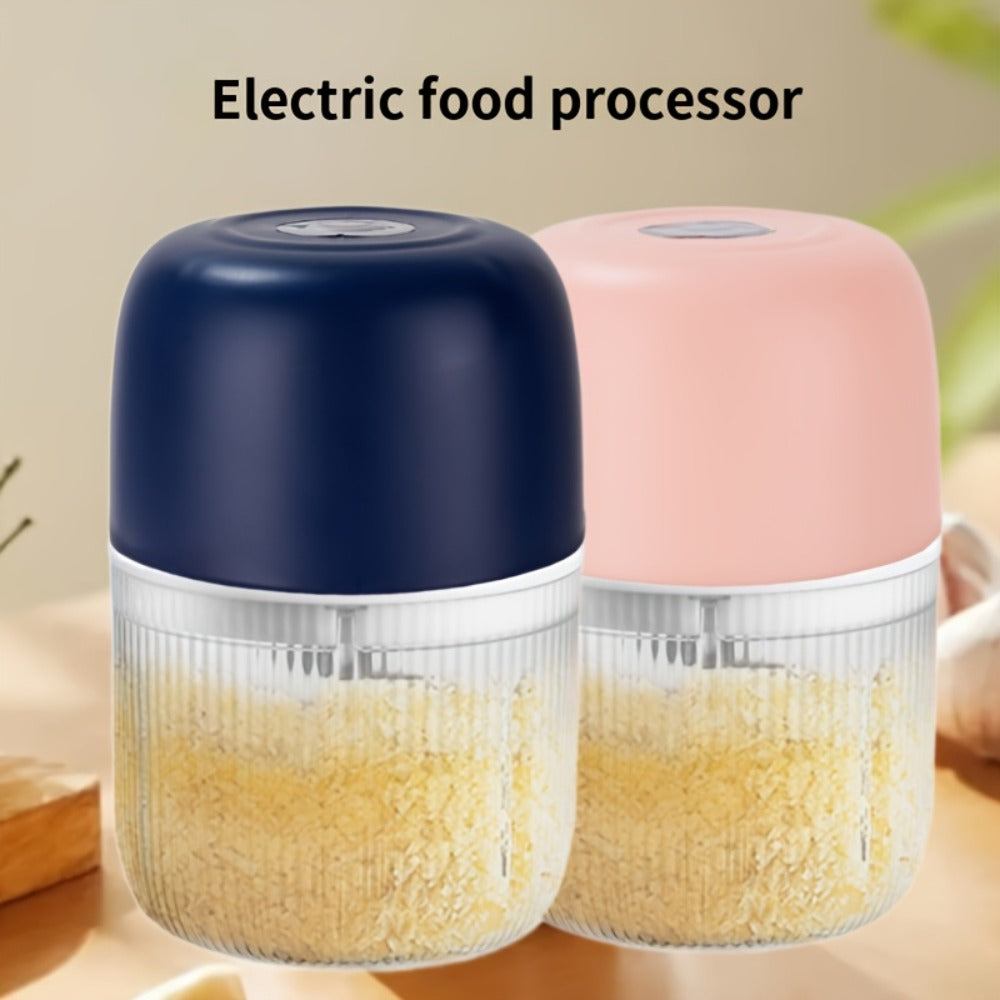 Electric Garlic Chopper USB Rechargeable Mini Food Chopper with 800mAh Battery - Portable for Home Cooking, Dining and Outdoor Meals