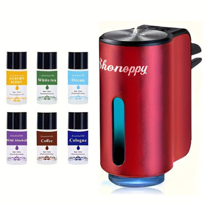 Car Air Freshener Aroma Diffuser with Essential Oils – USB Powered Smart Scent Diffuser for Car, 3/6/10/20 Bottles 0.34oz Essential Oils