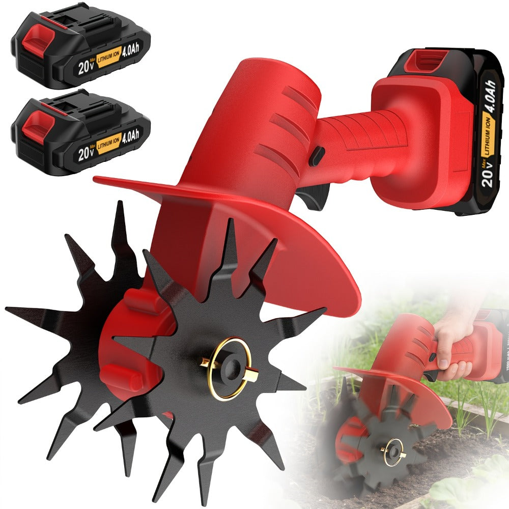 Electric Tiller Cultivator Cordless 20V Battery Powered - 8.6 Inch Tilling Width, Adjustable Handle