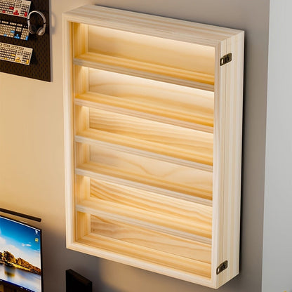 Wall-Mounted Six-Shelf Solid Wood Display Cabinet with Clear Acrylic Door, 19.68 Inches Wide