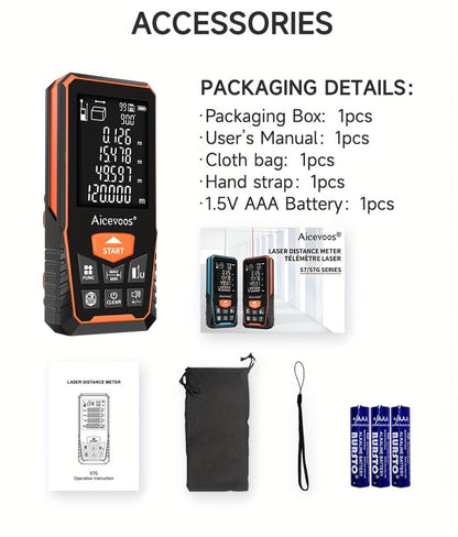 Digital Laser Rangefinder 50M 70M 100M 120M Laser Distance Meter Tape Measure Range Finder for Construction DIY Outdoor Contractor Gift