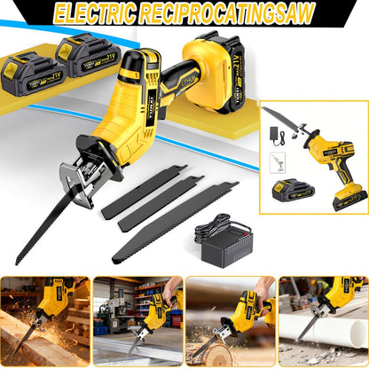 Cordless Reciprocating Saw - Electric Reciprocating Saw with Safety Lock, Large Battery & Charger